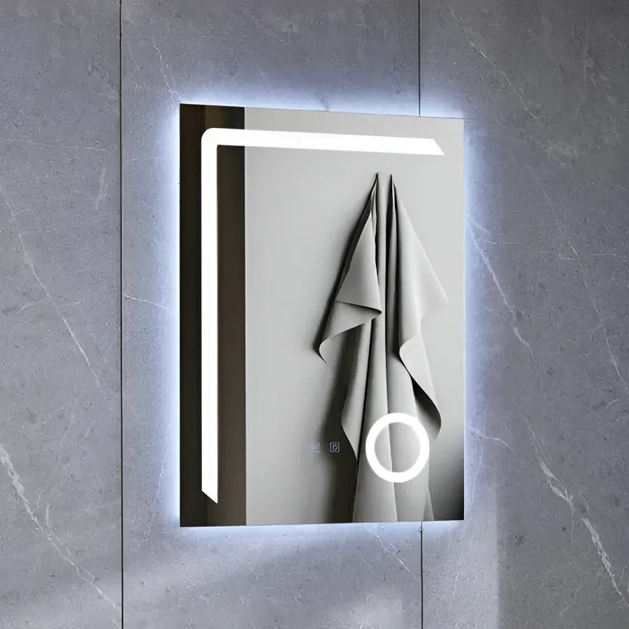 Oglindă LED Touch E07S/60x80 cm – Lupă Cosmetică, Sistem Dezaburire, Design Modern, Lumina Rece