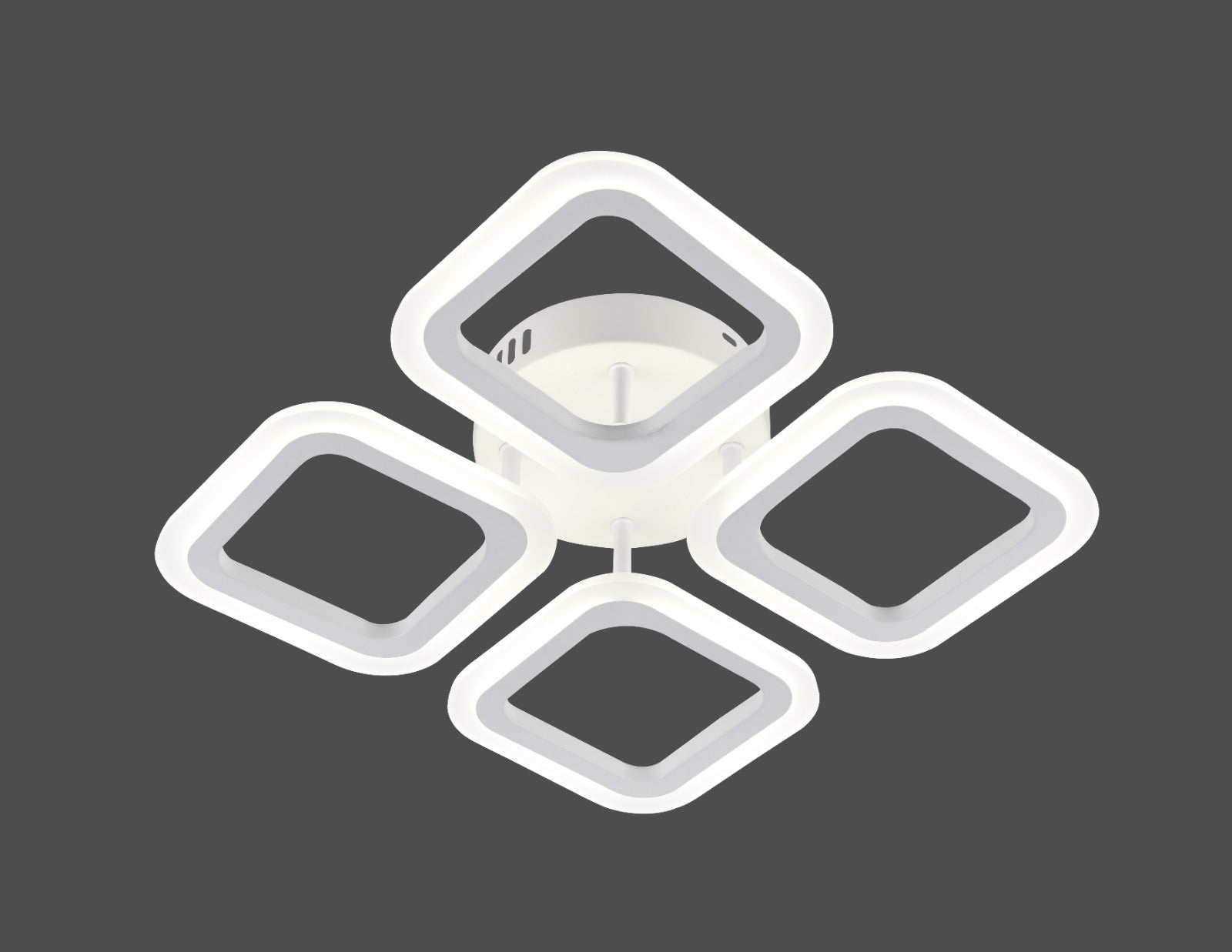 Lustra LED modernă cu telecomandă, 56W, 3000–6500K, 335×335×70 mm – model W8036/4WH