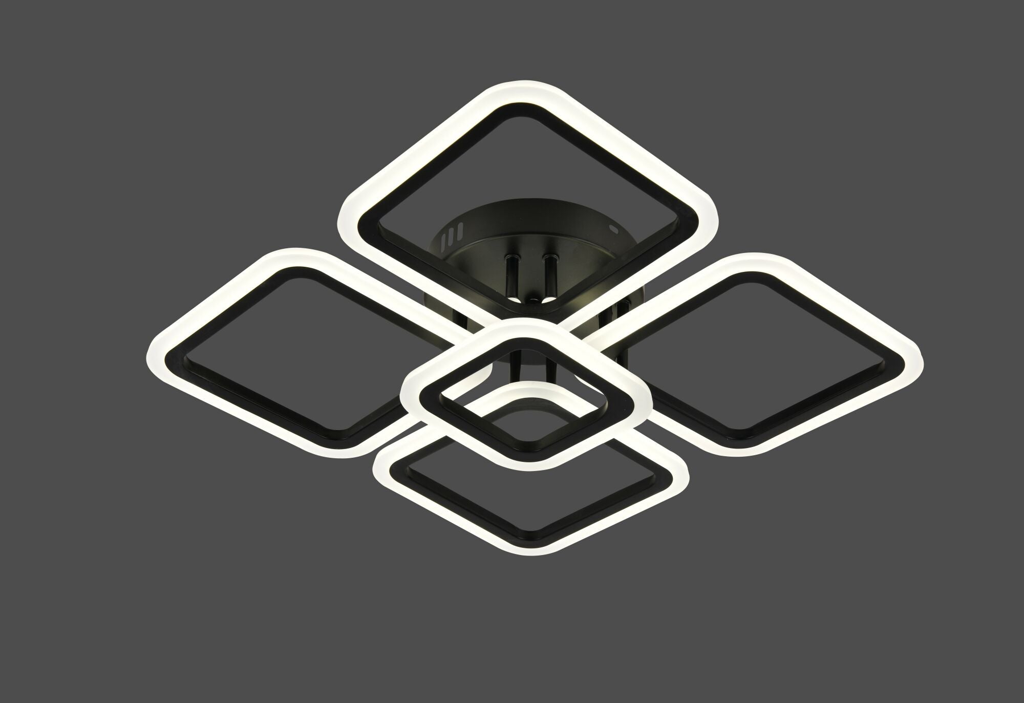 Lustra LED moderna cu telecomanda, 102W, 3000–6500K, 445×445×110 mm – model W8036/4+1BK