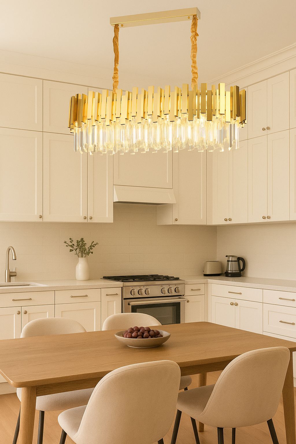 CANDELABRU AURIU  CU CRISTALE, 8×E27, Ø800+300 CM, DESIGN ELEGANT