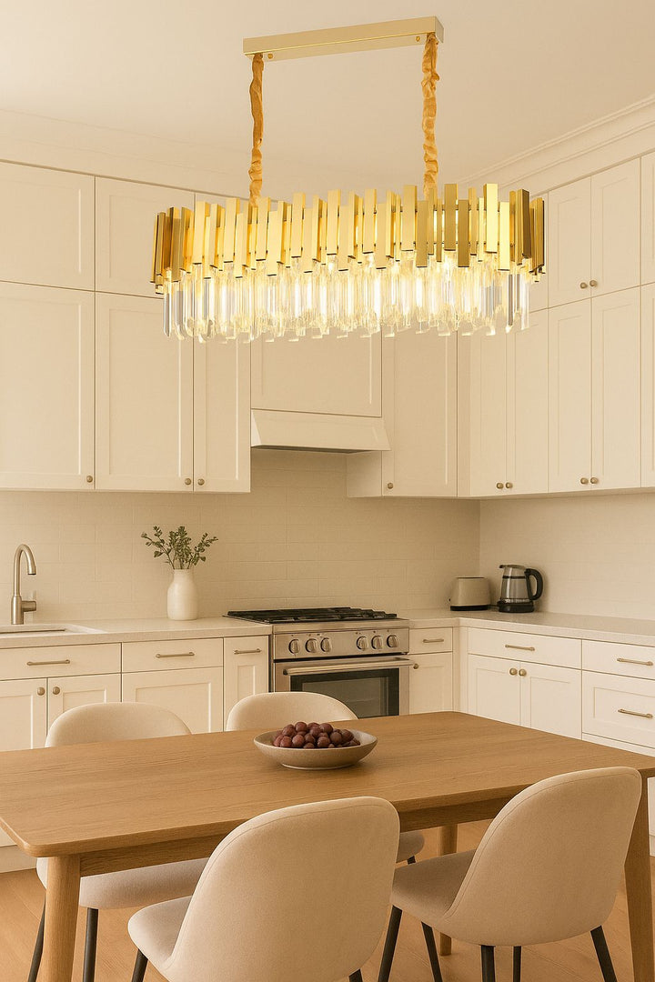 CANDELABRU AURIU  CU CRISTALE, 8×E27, Ø800+300 CM, DESIGN ELEGANT