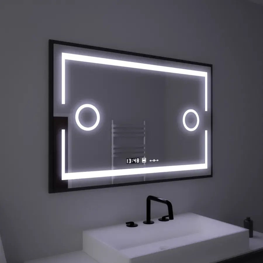 Oglinda LED 120×80 cm cu lumină rece, senzor touch și sistem de dezaburire