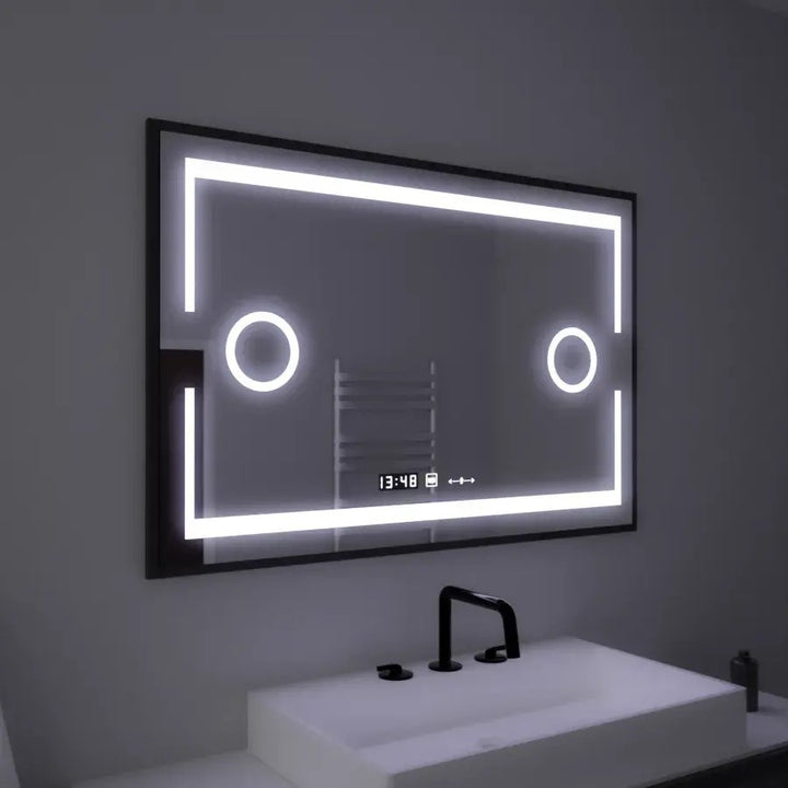Oglinda LED 120×80 cm cu lumină rece, senzor touch și sistem de dezaburire