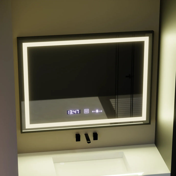 OGLINDĂ LED TOUCH INCANTODORO 80x60 CM CU SISTEM DEZABURIRE – RAMĂ NEAGRĂ | COLECȚIA MARCELLO FUNGHI