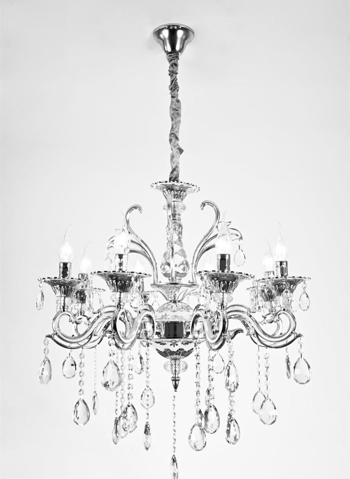 Candelabru Clasic Transparent, 8×E14, Ø71 cm, Stil Nobil și Cristale Decorative