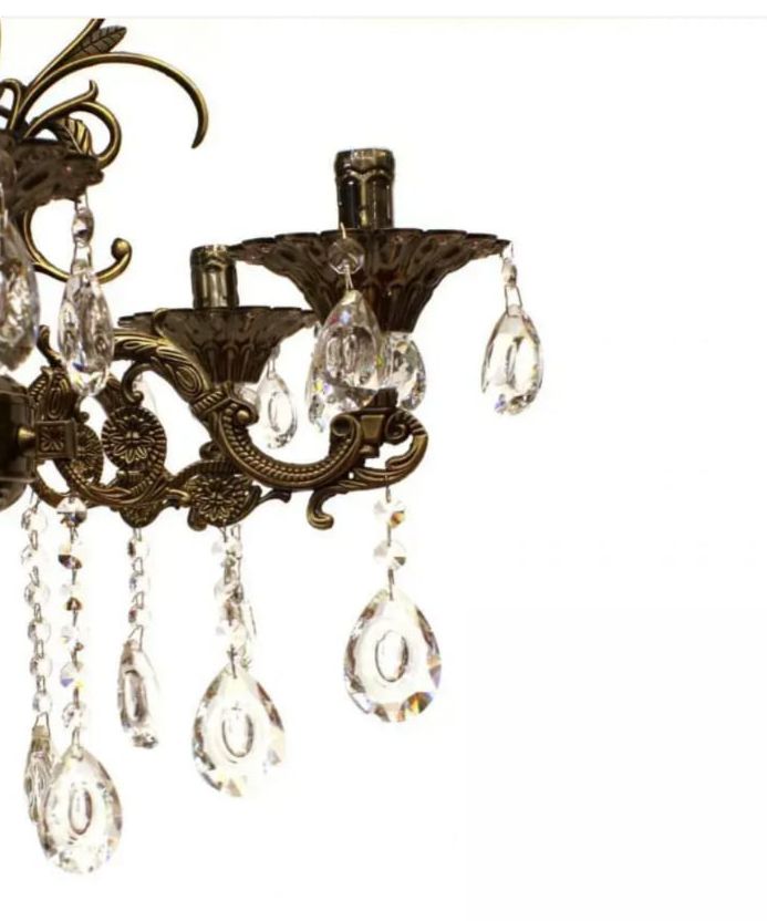 CANDELABRU CU CRISTALE,16XE14 CLASIC CROMAT PE DOUA NIVELE