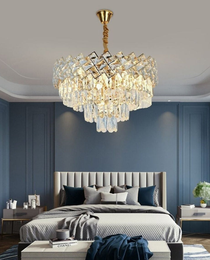 Candelabru Auriu cu Cristale – SX8650/400 | Ø40 cm, 5x E27, Design Glamour