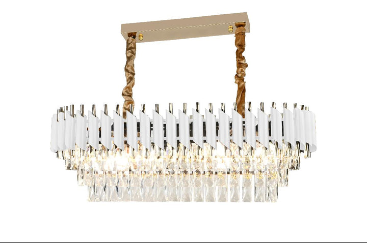Candelabru  Rectangulara Eleganta cu Cristale si Detalii Aurii – Model N9001-800×300 WH+FGD, 80×30 c