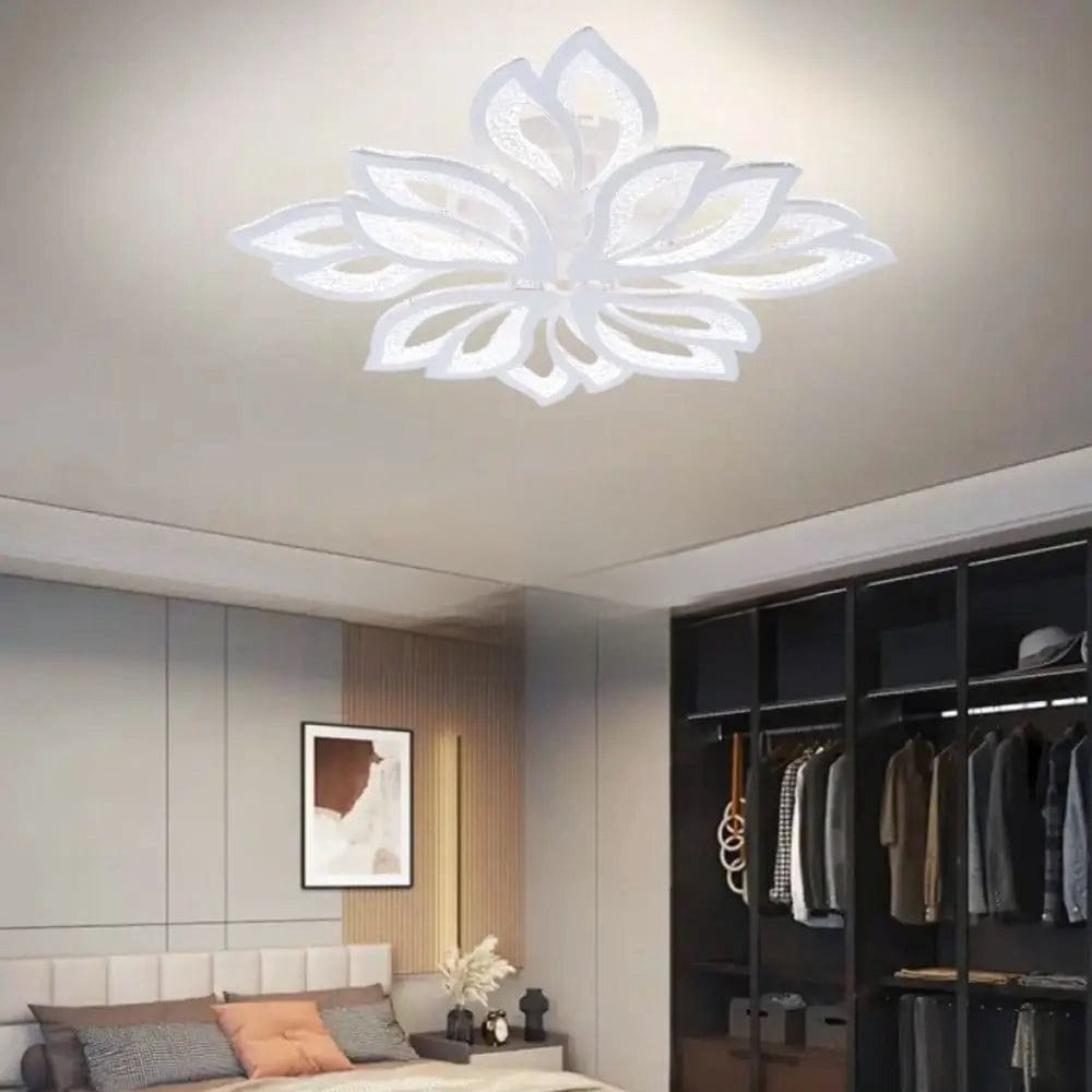Lustră LED Florală 4+4 Brațe, 176W, Temperatură Reglabilă 3000–6500K, cu Telecomandă – Design Alb Elegant