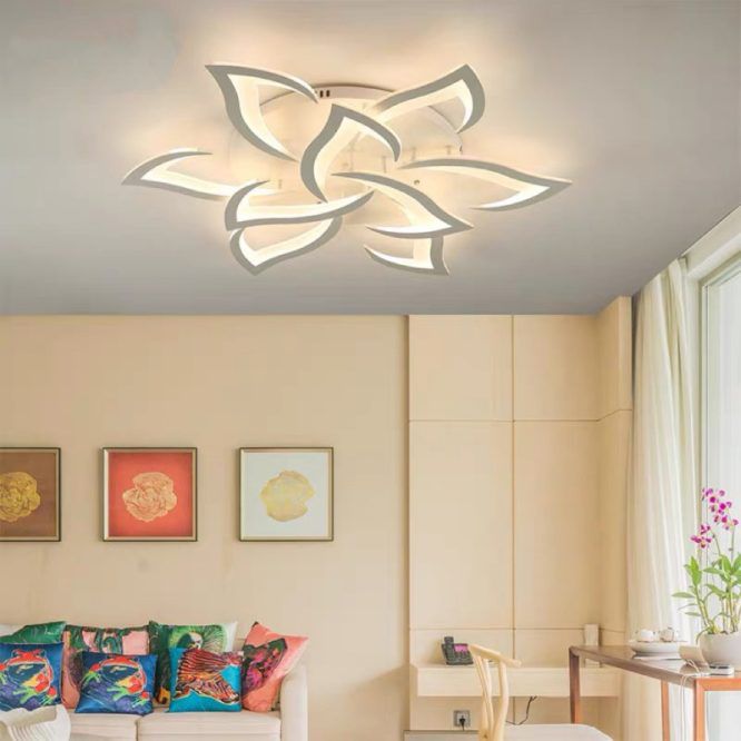 Lustra LED 126W cu telecomandă, Ø695 mm, lumină ajustabilă 3000K–6500K – model 19302/6+3N WH