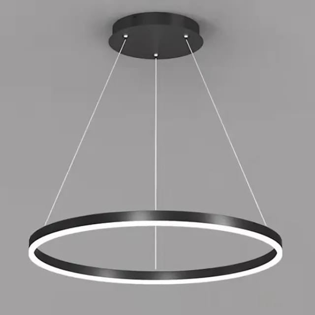Pendul LED cu telecomanda, 55W, lumina reglabila 2800K–6500K, Ø500 mm, design modern negru