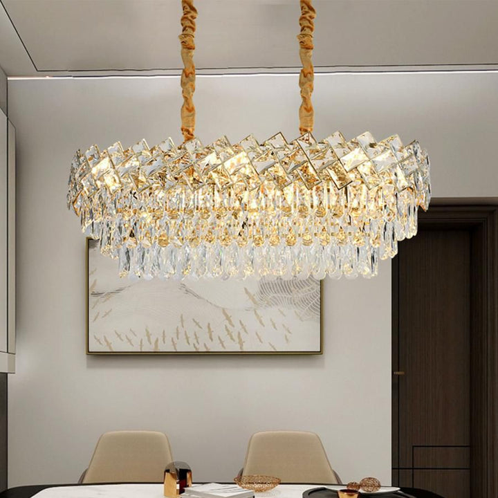 CANDELABRU RECTANGULAR CU CRISTALE S8650/800+300, 8 × 60W