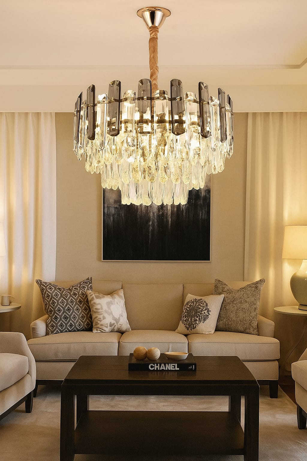 Candelabru cu cristale Ø500 mm, 8xE27, temperatură 2800–6500K – model 9029/500
