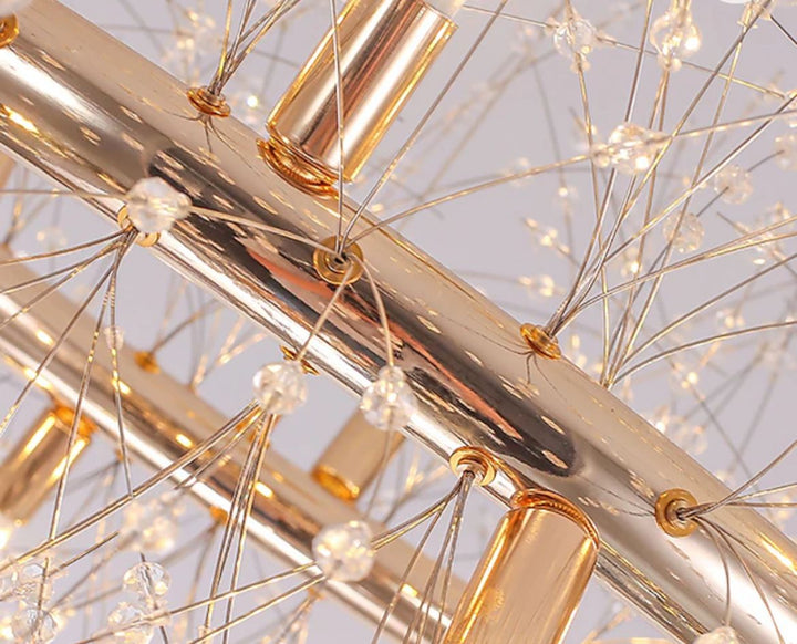 Candelabru modern LED tip ramură, 9x13W, Ø600 mm, design floral cu cristale, montaj suspendat