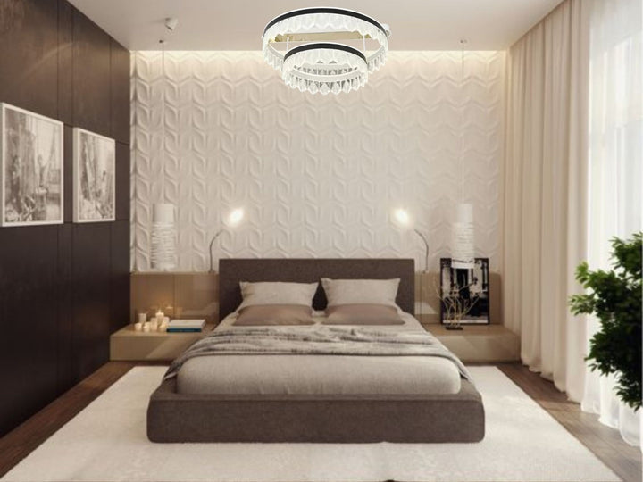 Lustra LED dublă cu design modern – Model 55009/600+400 WH+BK+TIGD