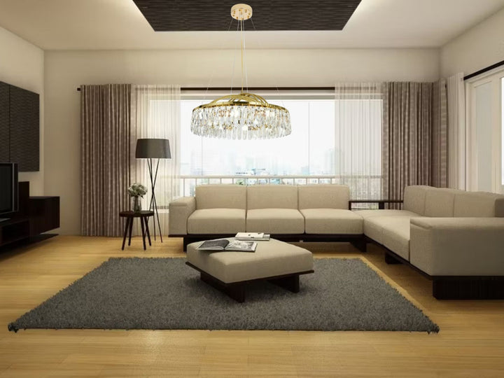 Candelabru LED cu cristale și iluminare dublă, 10 surse E27 + LED 54W, Ø ≈ 610 mm, finisaj bronz – model 6249-600 TB