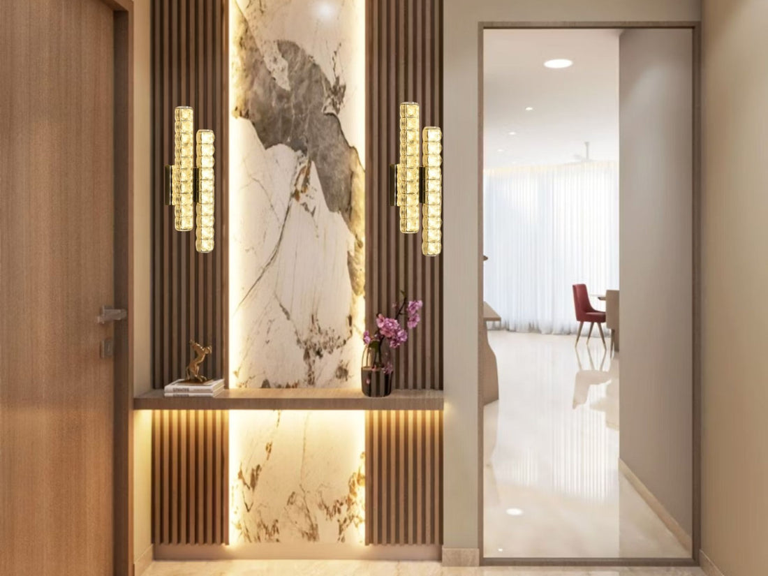Aplica LED de Perete 20W cu Cristale și Telecomandă, Temperatură Reglabilă 3000K–6500K, Design Vertical Elegant – SJ033-2