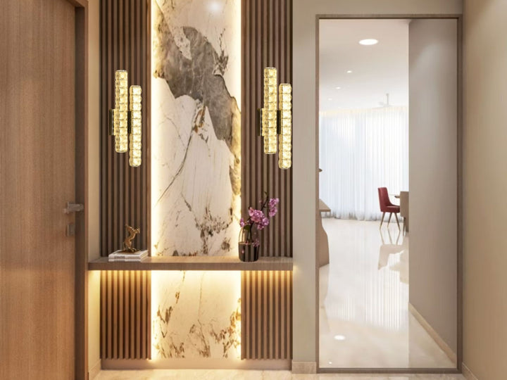 Aplica LED de Perete 20W cu Cristale și Telecomandă, Temperatură Reglabilă 3000K–6500K, Design Vertical Elegant – SJ033-2