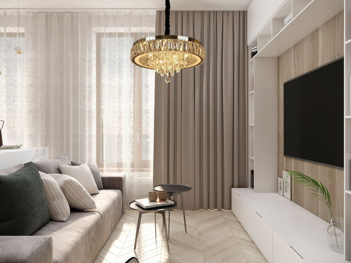 Candelabru LED Ø500 cu Cristale și Telecomandă, Model 2961-500
