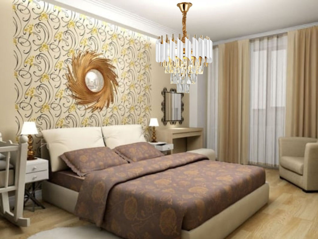 Candelabru elegant Auriu cu Accente Albe și Cristale – Model N9001-300 WH+FGD