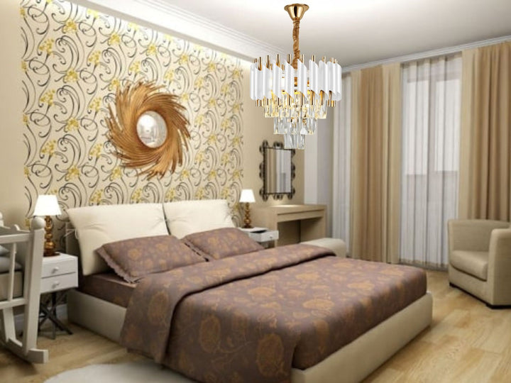Candelabru elegant Auriu cu Accente Albe și Cristale – Model N9001-300 WH+FGD