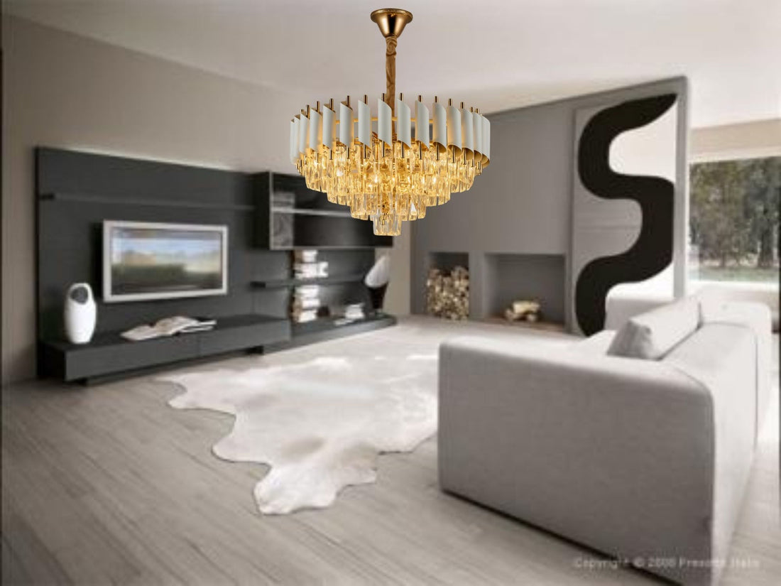 Candelabru  Elegant  Auriu  cu Accente Albe și Cristale – Model N9001-400 WH+FGD