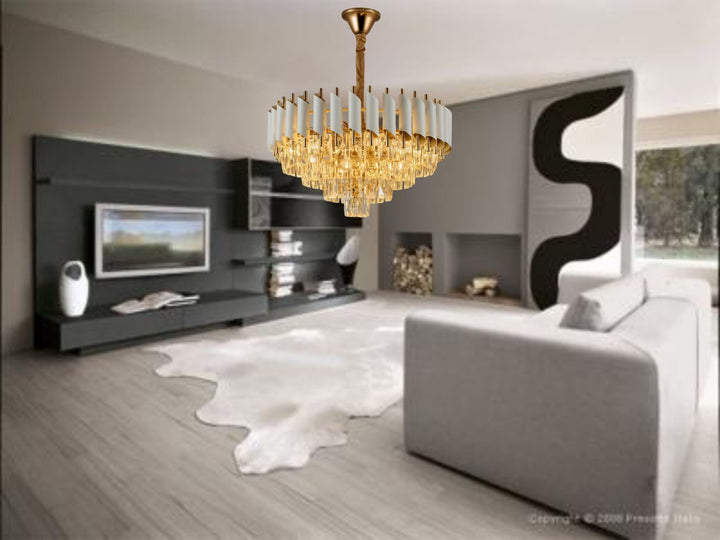 Candelabru  Elegant  Auriu  cu Accente Albe și Cristale – Model N9001-400 WH+FGD