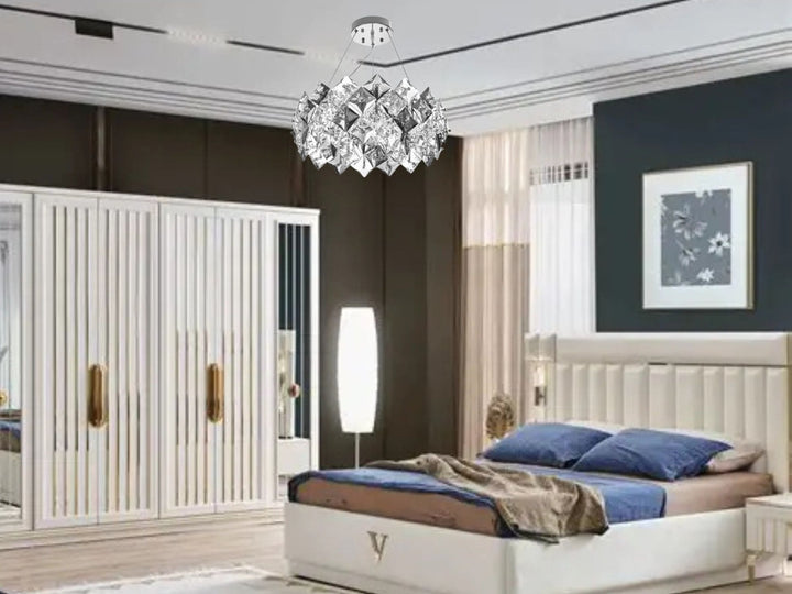 Candelabru modern cu 6 becuri E27 – Model 89005/500CR, Ø500 mm, finisaj crom lucios