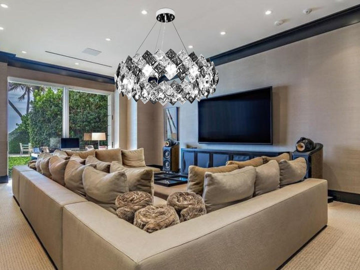 Candelabru modern cu 8 becuri E27 – Model 89005/600CR, Ø600 mm, finisaj crom lucios
