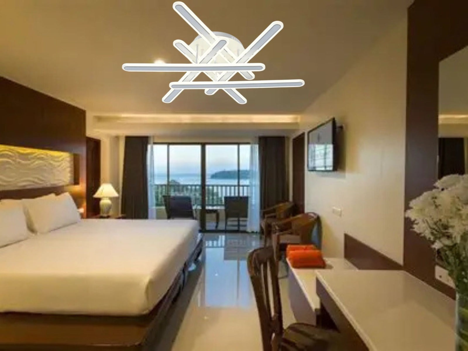 Lustra LED cu brate suprapuse, alba, 216W, Ø795×H160 mm, lumina reglabila 3000K–6500K, telecomanda inclusa