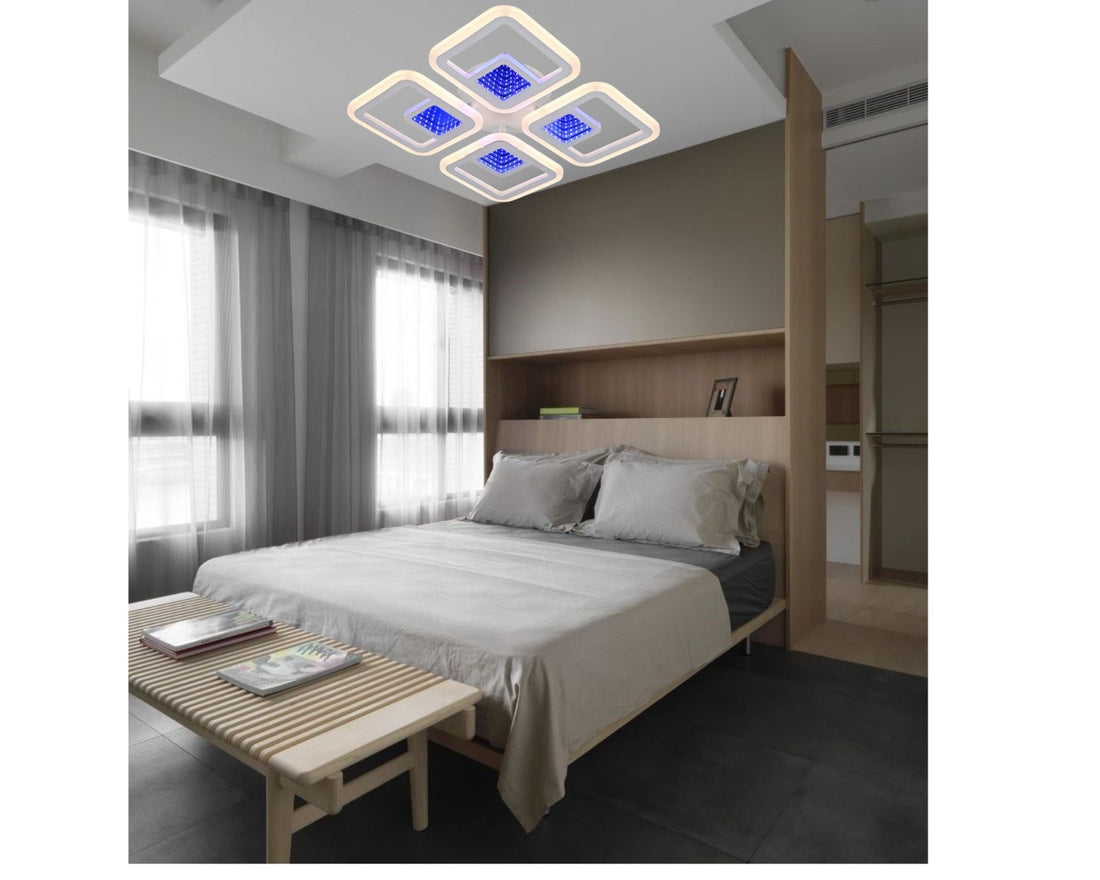 Lustra LED modernă cu telecomandă, 104 W, 490×490 mm, temperatură reglabilă 2800–6500 K – model SX8736/4