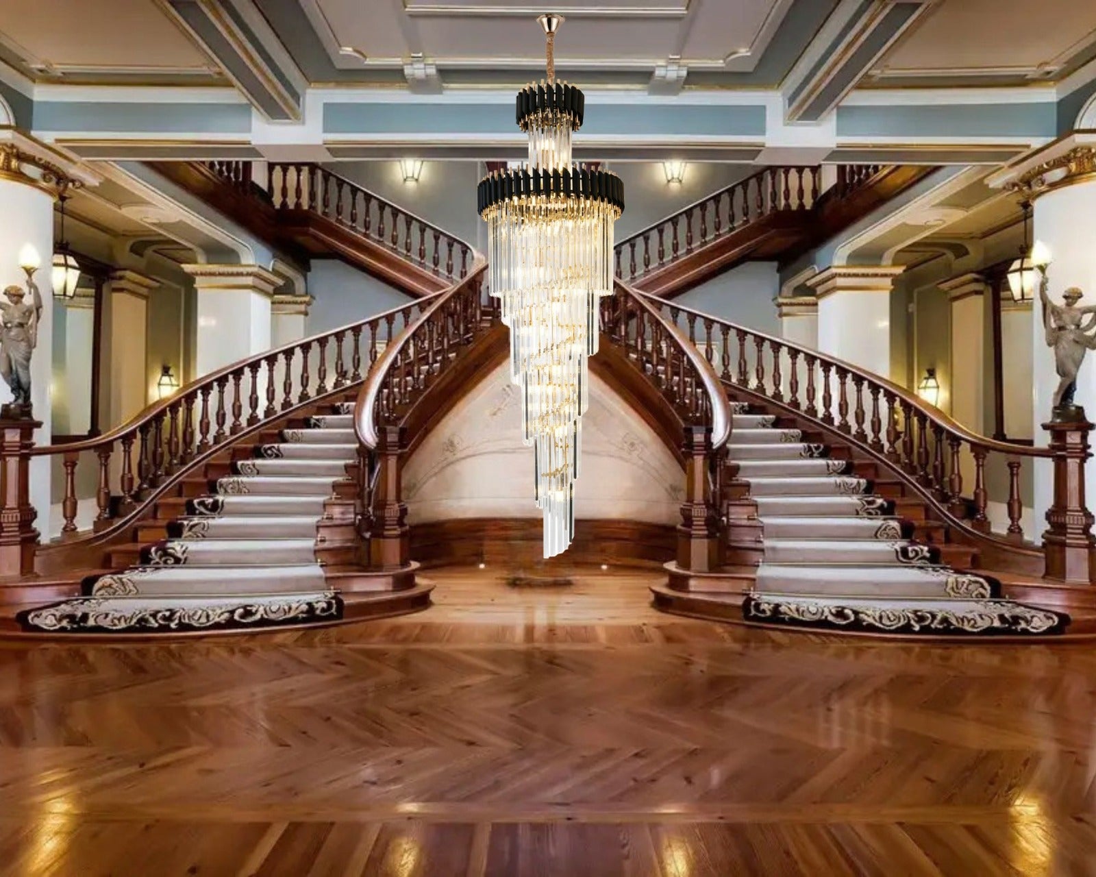 Candelabru decorativ, Ø450 mm, 112W, lumină rece, finisaj auriu, 9001-600x1800 BK+FGD