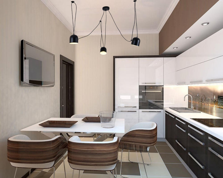 Pendul modern 3 abajururi E27, înălțime reglabilă 1000 mm – model 9854-3