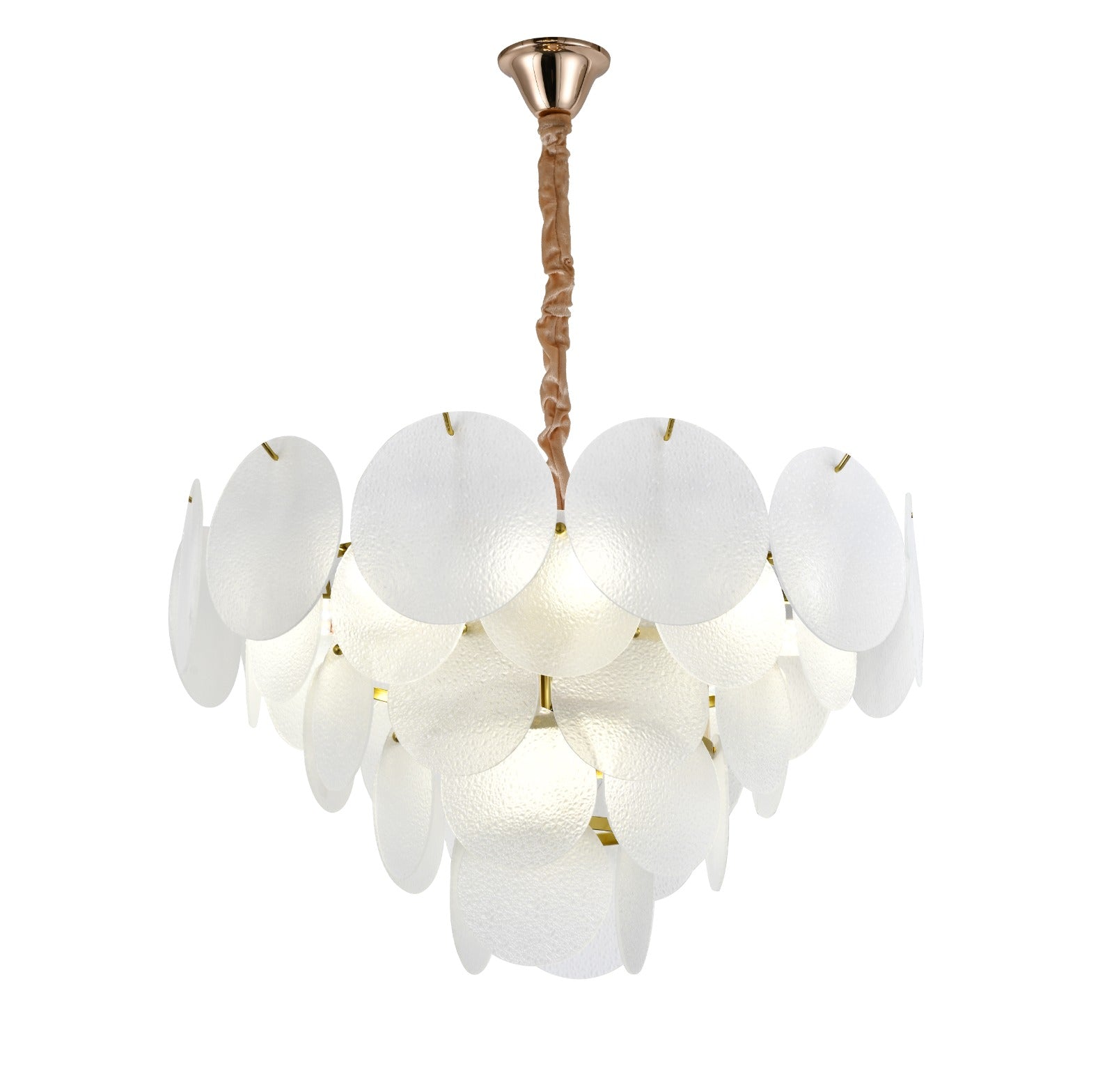 Candelabru modern cu sticlă mată, 10 becuri E27, Ø60 cm, H36 cm, model 5867-600 TB