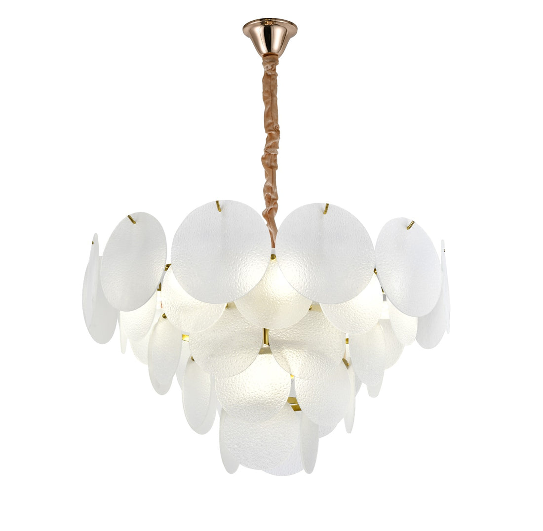 Candelabru modern cu sticlă mată, 10 becuri E27, Ø60 cm, H36 cm, model 5867-600 TB