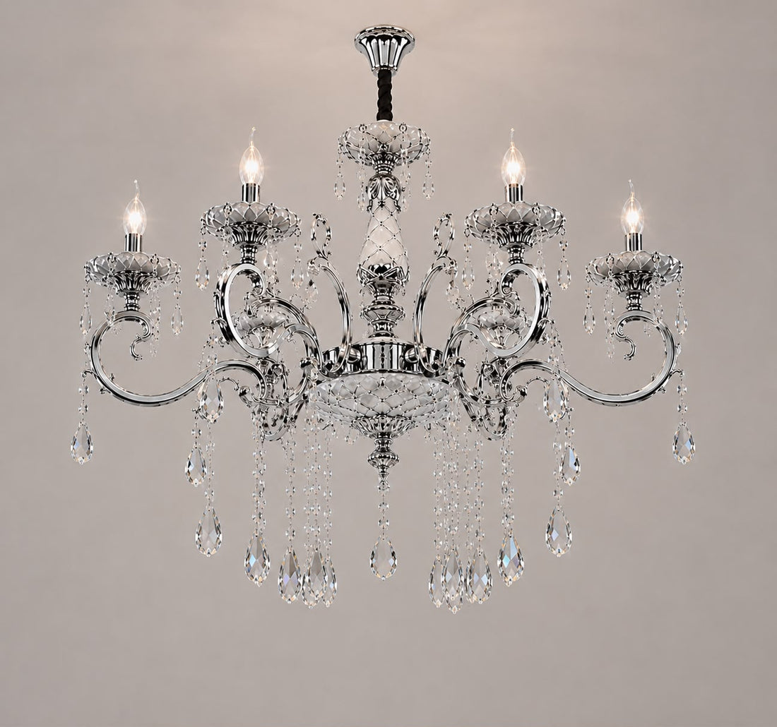 Candelabru Clasic, 6×E14, Ø62 cm, Cristale Decorative și Detalii Elegante
