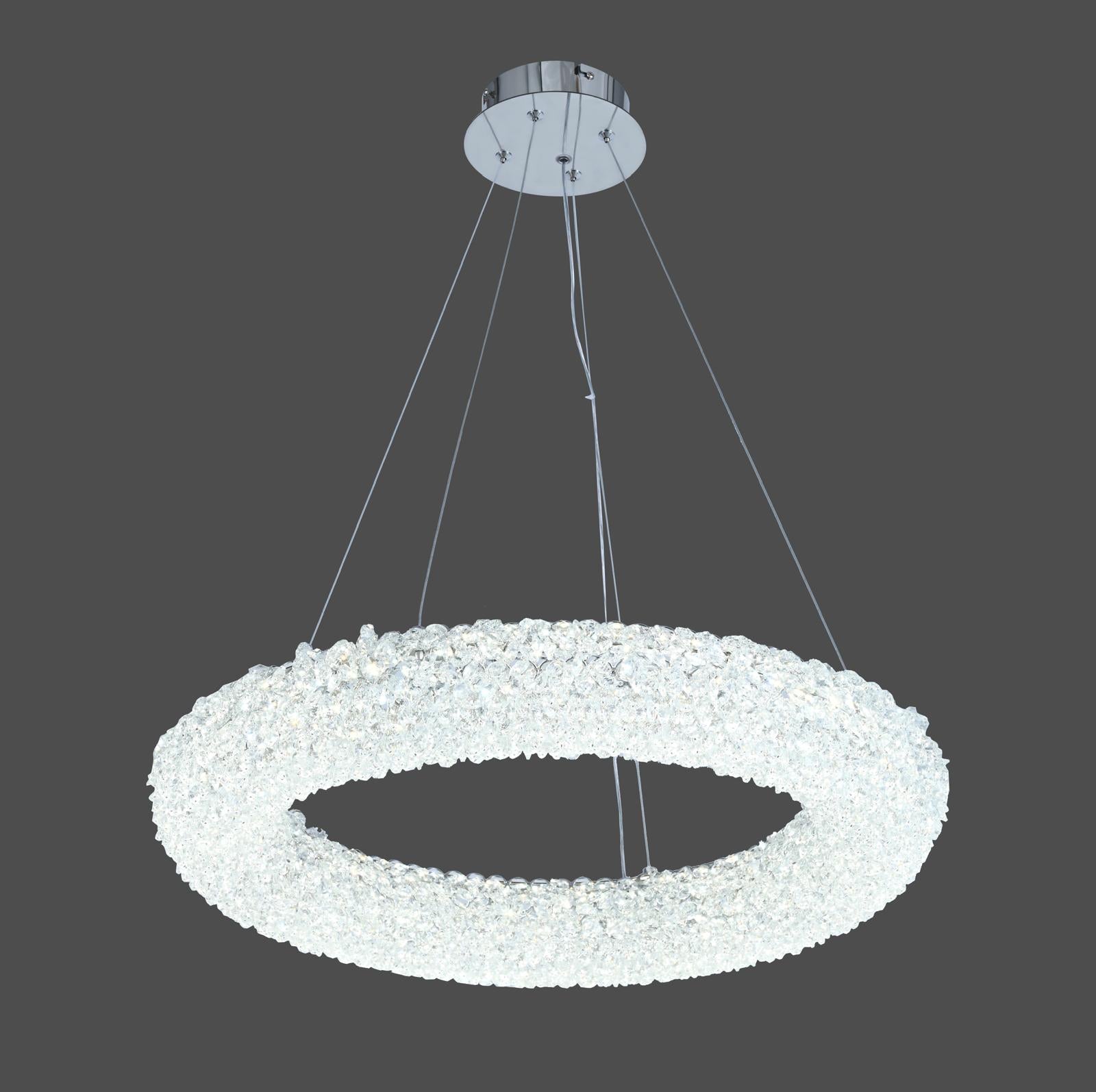 Pendul LED Circular cu Cristale, Crom-500 MM, 88W, DESIGN CIRCULAR CU CRISTALE –  5558/500 CH