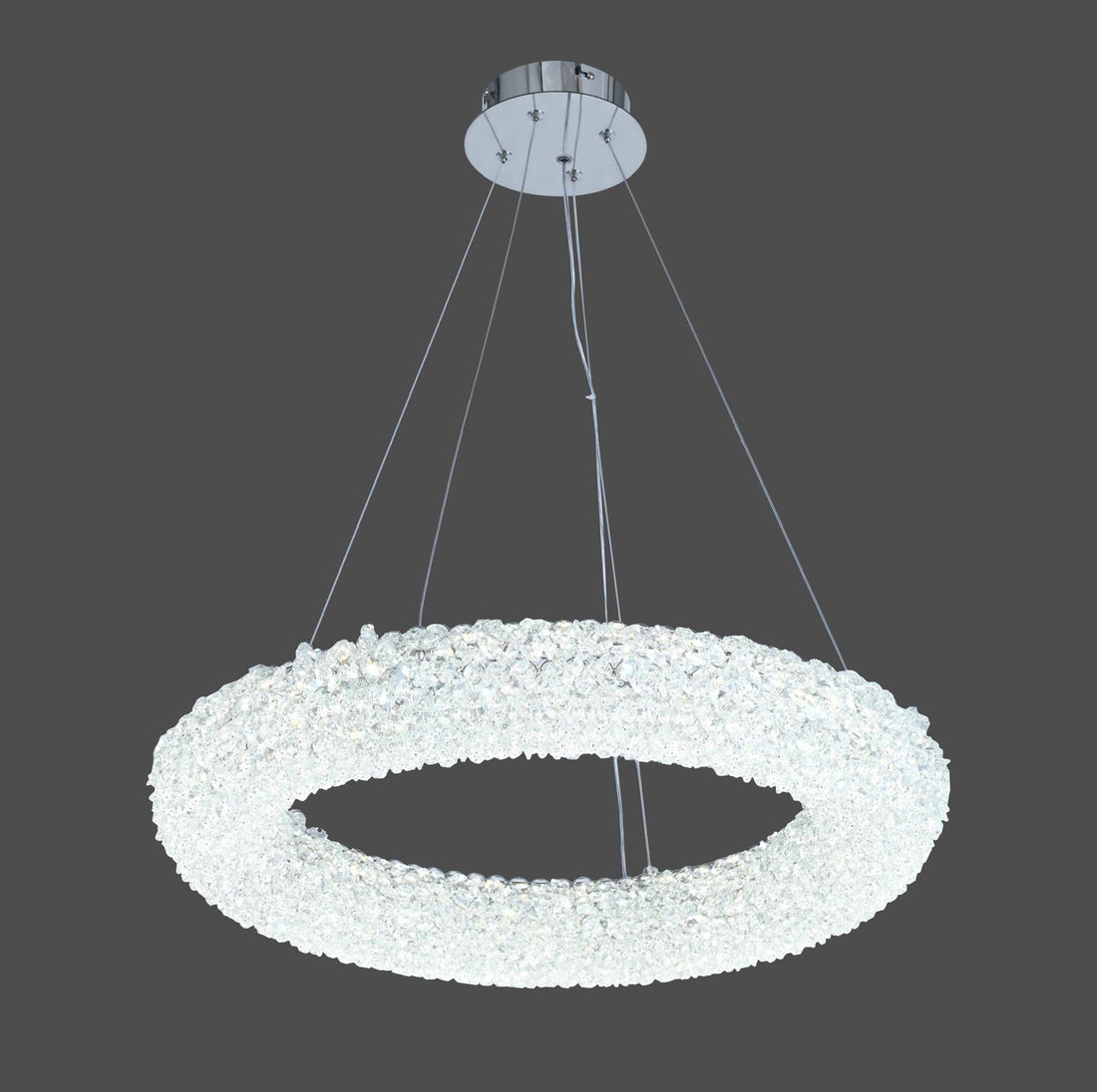 Pendul LED Circular cu Cristale, Crom-500 MM, 88W, DESIGN CIRCULAR CU CRISTALE –  5558/500 CH