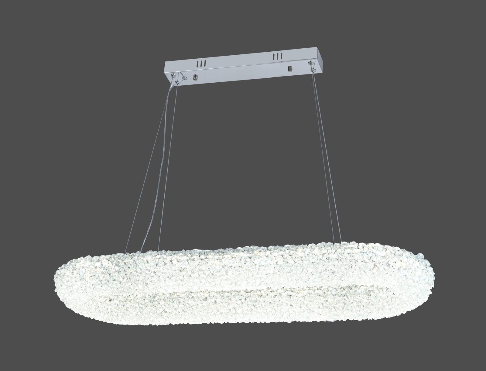 Pendul LED Modern cu Cristale, Crom  dreptunghiular argintiu 5558/300+850 CH – 124W– 5558/300+850 CH