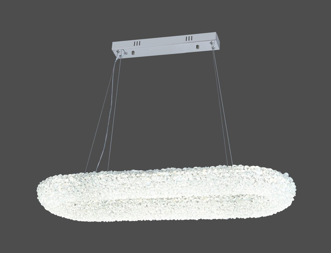 Pendul LED Modern cu Cristale, Crom  dreptunghiular argintiu 5558/300+850 CH – 124W– 5558/300+850 CH
