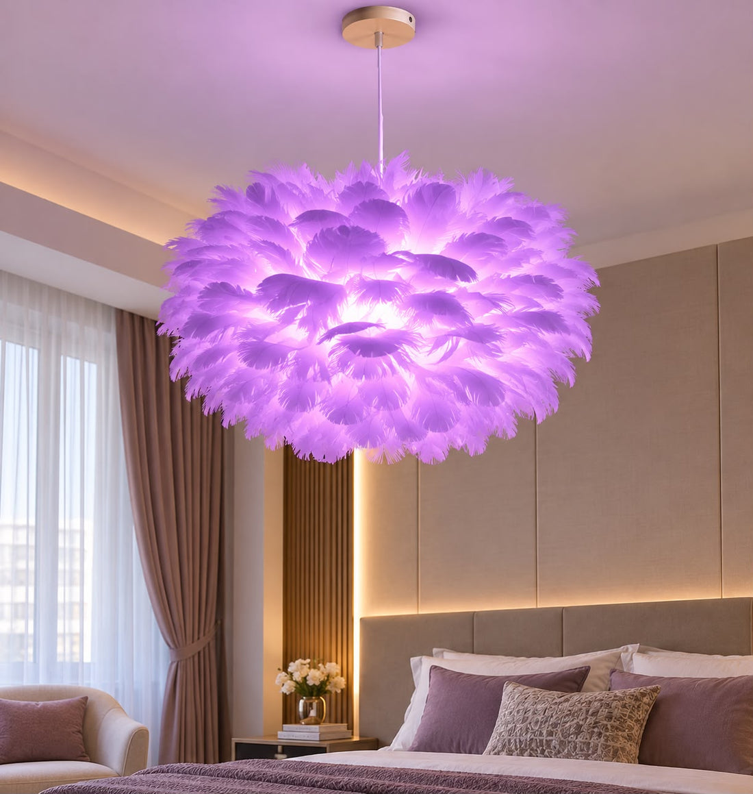 Pendul modern PJA01 – mov, înălțime 120 cm, fără telecomandă