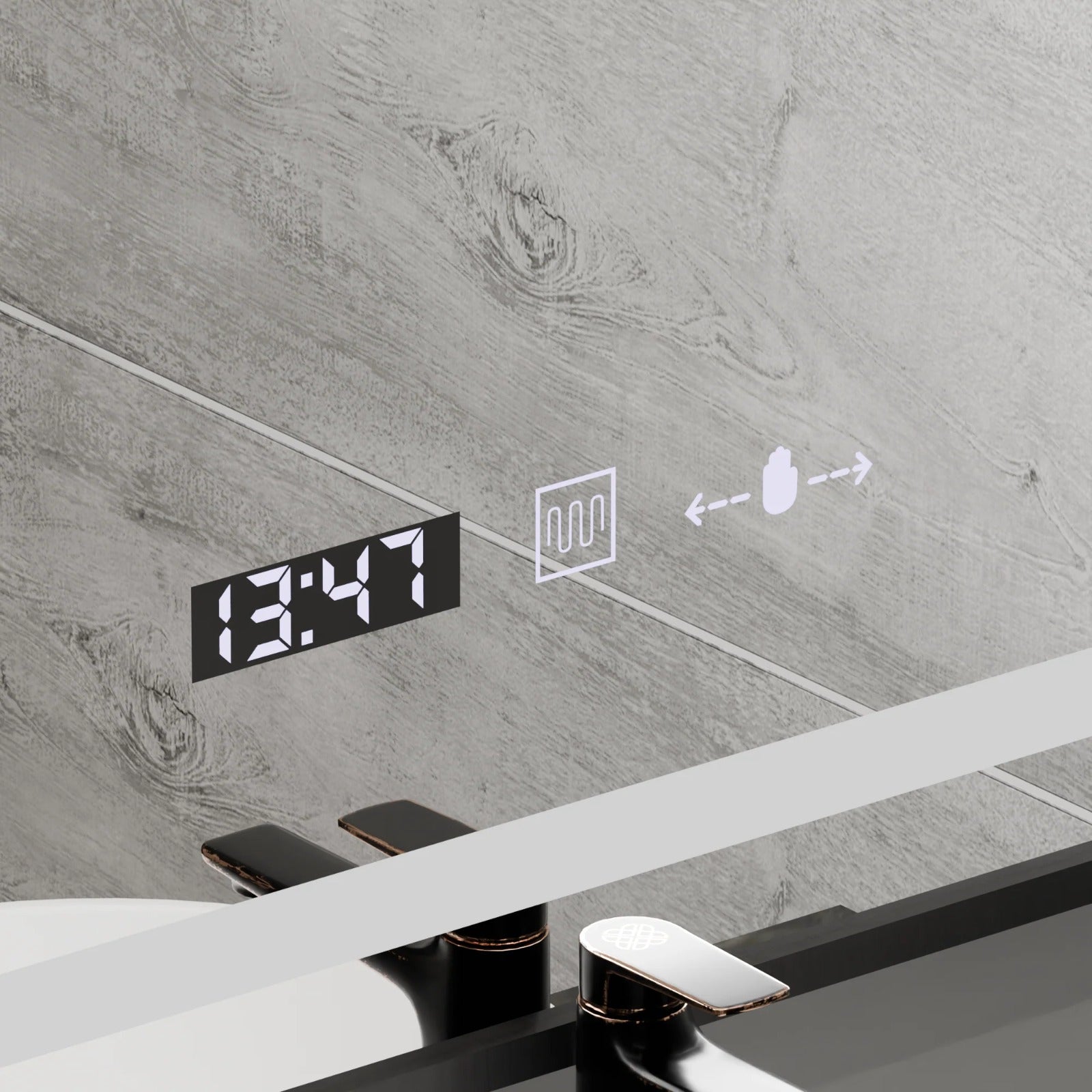 Oglindă LED Touch Incantodoro 60x80 cm cu Sistem Dezaburire – Ramă Neagră | Colecția Marcello Funghi