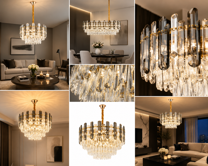 Candelabru cu cristale Ø400 mm, 5xE27, temperatură 2800–6500K – model 9029/400