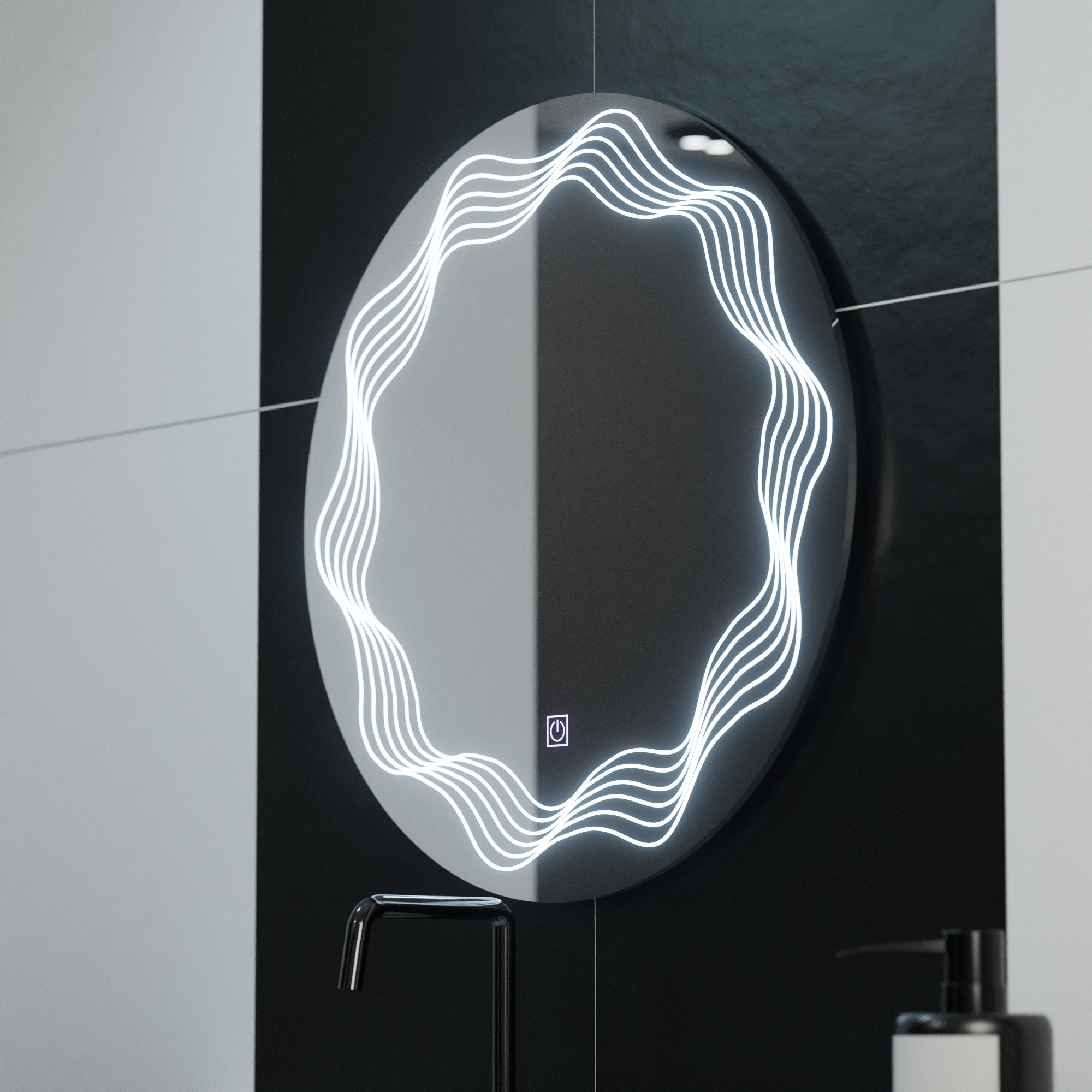 Oglinda LED Rotunda, 60x60cm, Touch & Dezaburire