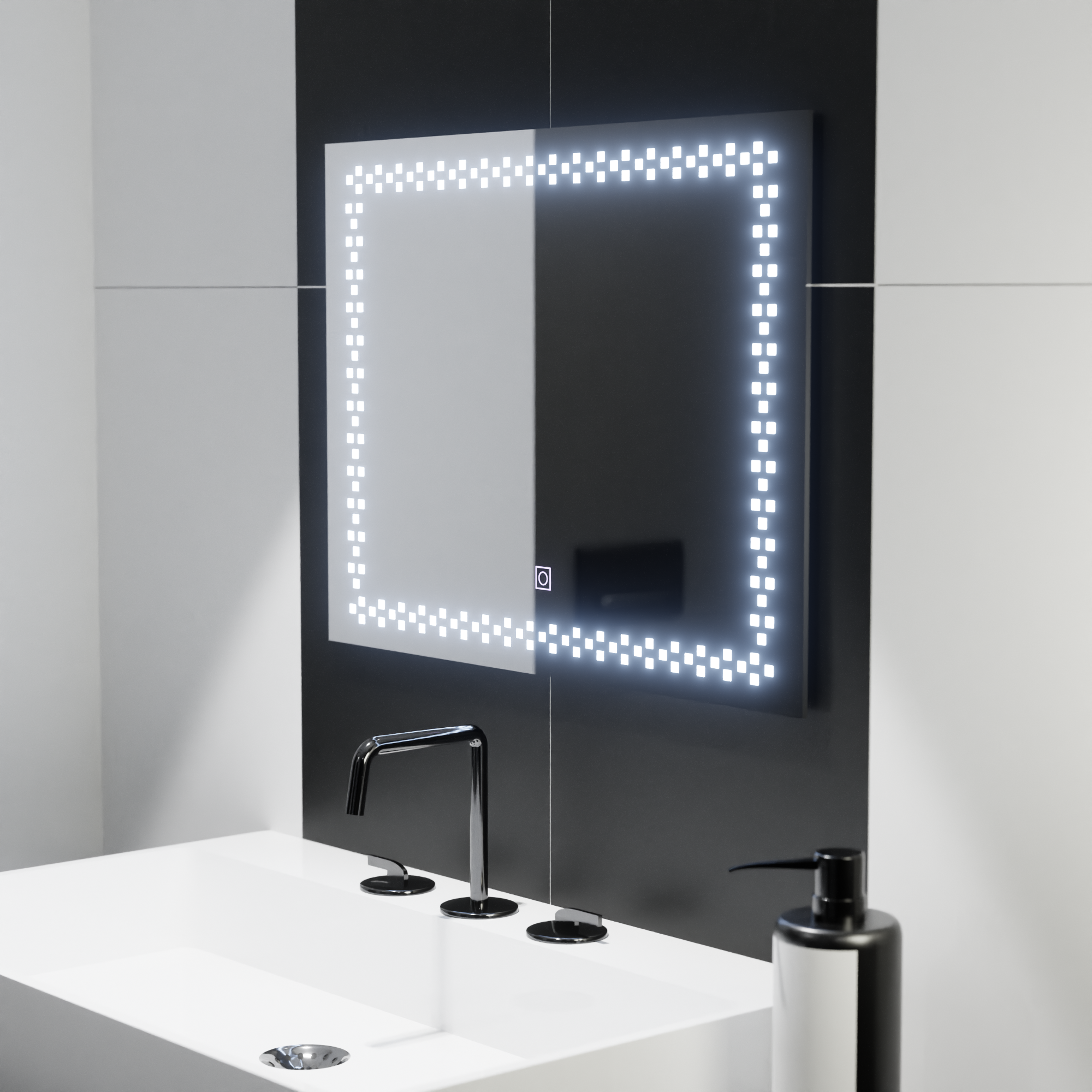 Oglinda LED pentru Baie 80x60 cm – Iluminare Rece, Touch, C201S_80X60