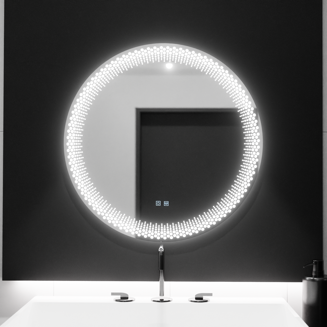 Oglindă LED Rotundă 60x60 cm – Stellaire Touch, cu Sistem de Dezaburire și Iluminare Dimabilă