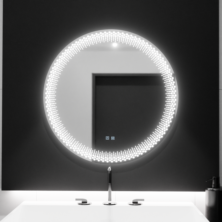 Oglindă LED Rotundă 60x60 cm – Stellaire Touch, cu Sistem de Dezaburire și Iluminare Dimabilă