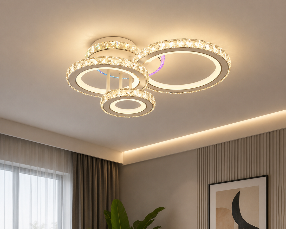 Lustra LED 134W cu telecomandă, 545x445x160 mm, lumină reglabilă 3000–6500K – model 19375/4WH
