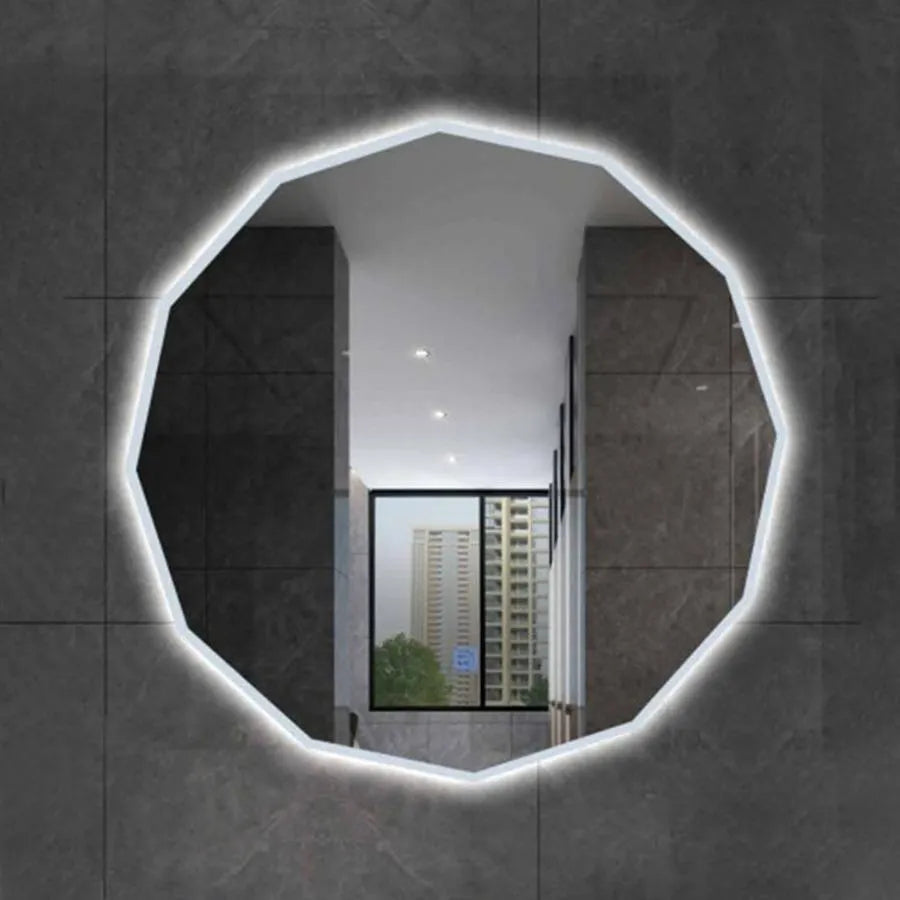 Oglindă LED Geometrică E17S/70cm cu Iluminare Rece, Touch și Design Modern – Ideală pentru Baie