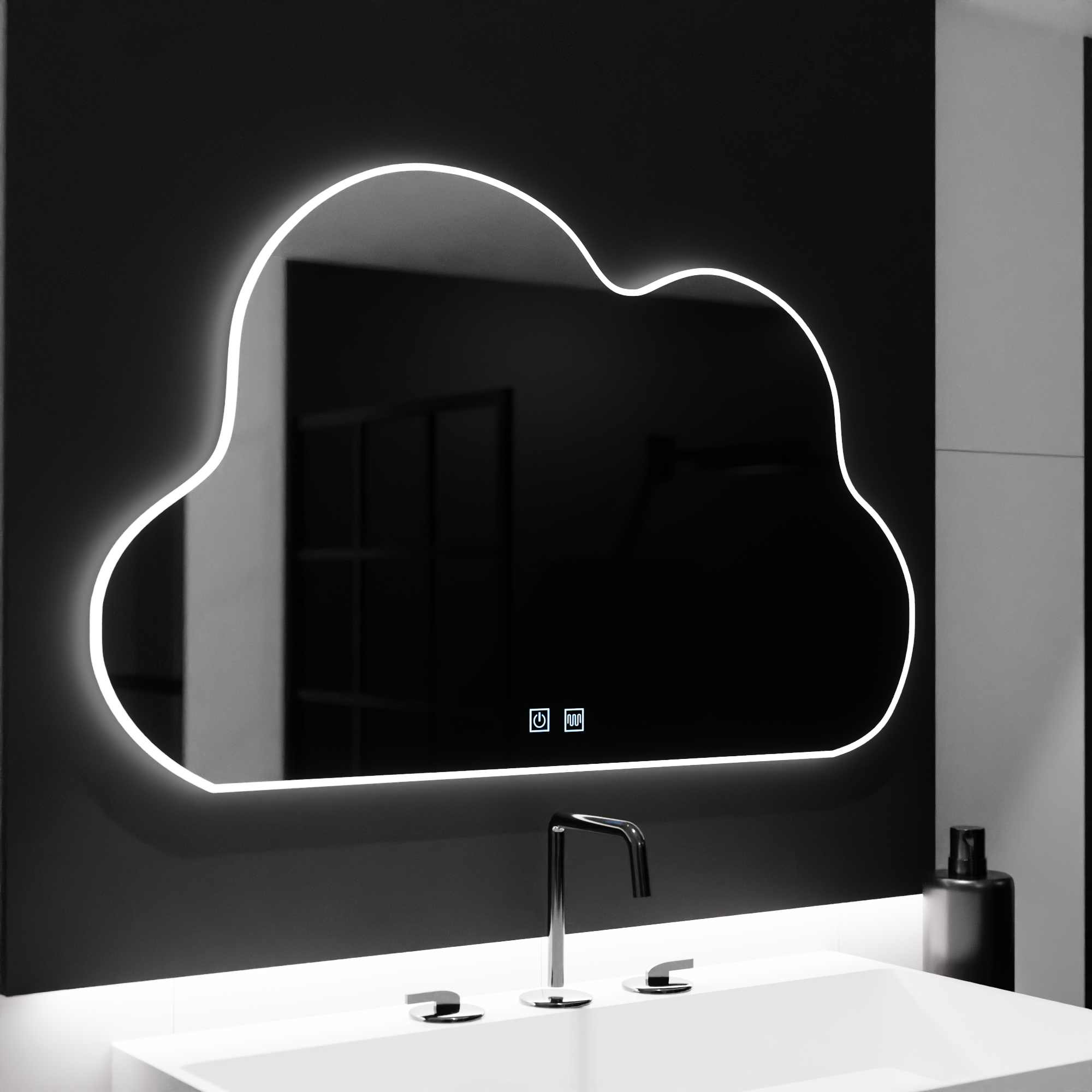 Oglinda LED Decorativa in Forma de Norisor – E55S/60x40 cm, Touch, Dimabila, cu Dezaburire